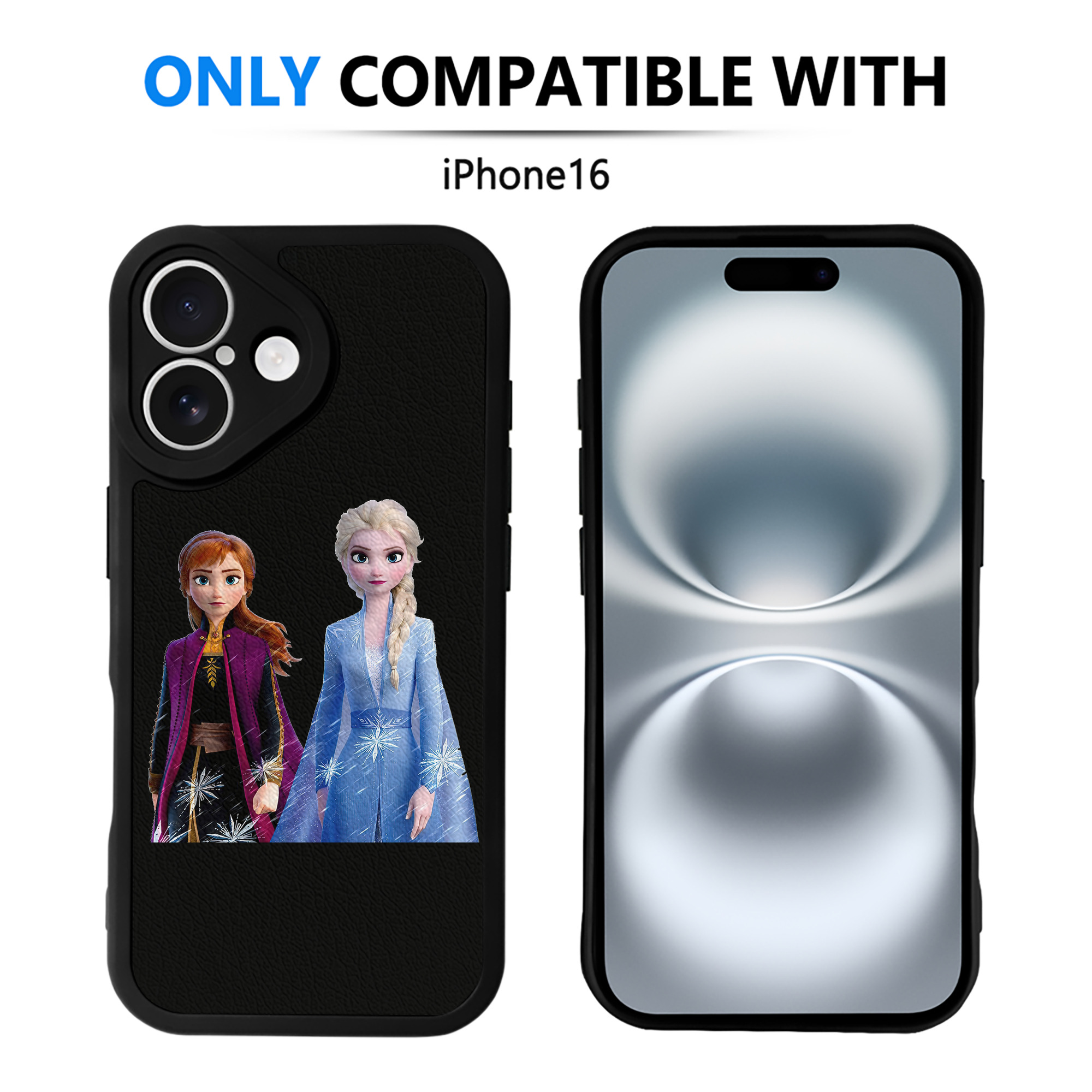 （画像用） アナと雪の女王 アンナ エルサ Frozen Anna Elsa 【iPhone 16シリーズ対応】シリコンスマホケース（レザー調） 材質：シリコン